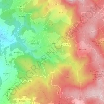 Topografische Karte La Foresterie, Höhe, Relief