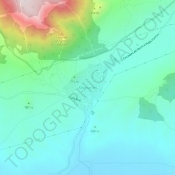 Topografische Karte Alomartes, Höhe, Relief