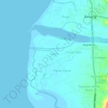 Topografische Karte Pudoc, Höhe, Relief