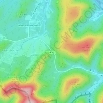 Topografische Karte An der Schanze, Höhe, Relief