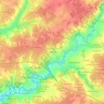 Topografische Karte La Gravoire, Höhe, Relief