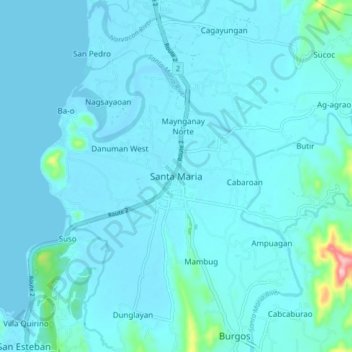 Topografische Karte Santa Maria, Höhe, Relief