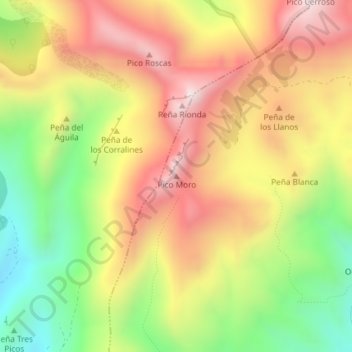 Topografische Karte Pico Moro, Höhe, Relief