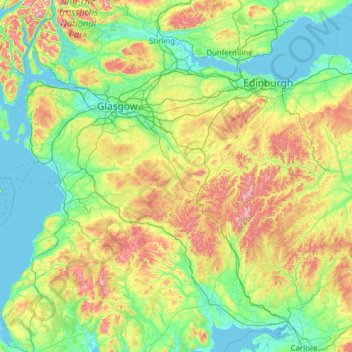 Topografische Karte Lanarkshire, Höhe, Relief