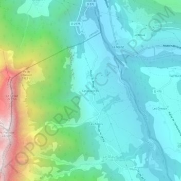Topografische Karte Lesdiguières, Höhe, Relief