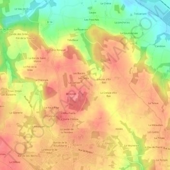 Topografische Karte Lyonnais, Höhe, Relief