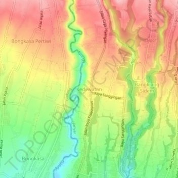 Topografische Karte Kedewatan, Höhe, Relief
