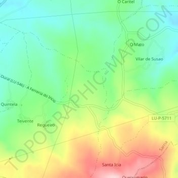 Topografische Karte Barbadelo, Höhe, Relief