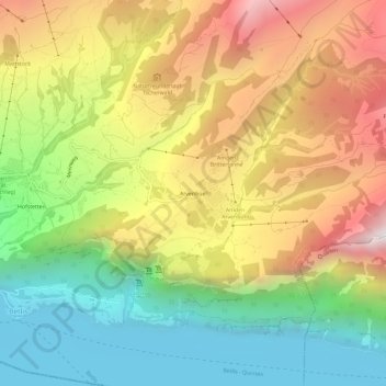Topografische Karte Arvenbüel, Höhe, Relief