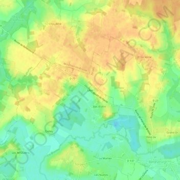 Topografische Karte Utre, Höhe, Relief
