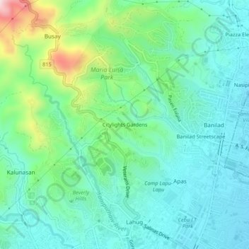 Topografische Karte Citylights Gardens, Höhe, Relief