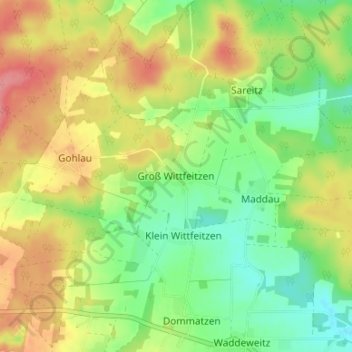 Topografische Karte Groß Wittfeitzen, Höhe, Relief