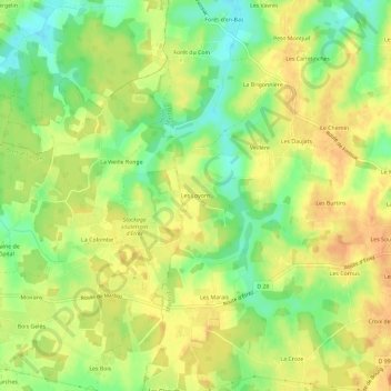 Topografische Karte Les Loyons, Höhe, Relief