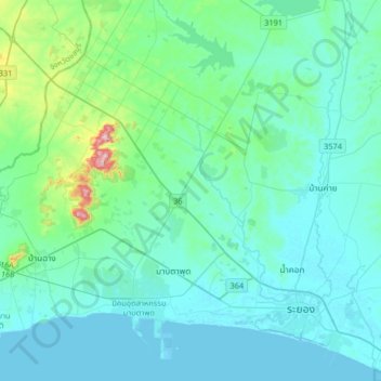 Topografische Karte Map Kha Phatthana, Höhe, Relief