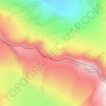 Topografische Karte Berner Alpen, Höhe, Relief