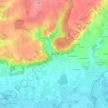 Topografische Karte Dauvers, Höhe, Relief