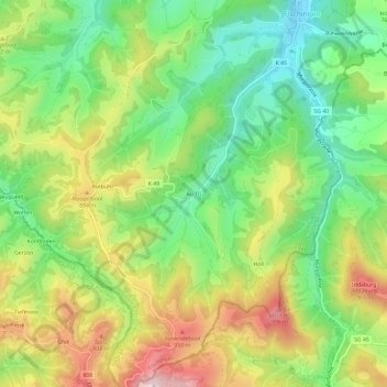 Topografische Karte Au TG, Höhe, Relief