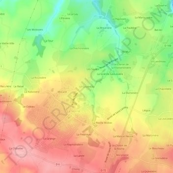 Topografische Karte Le Coudreau, Höhe, Relief
