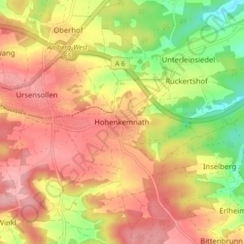 Topografische Karte Hohenkemnath, Höhe, Relief