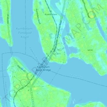 Topografische Karte Kumbalam, Höhe, Relief