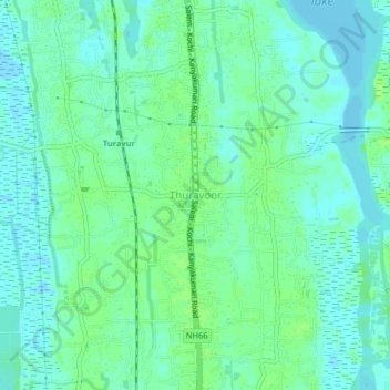 Topografische Karte Thuravoor, Höhe, Relief