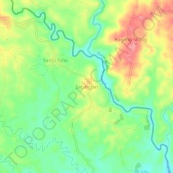 Topografische Karte Sabangan, Höhe, Relief