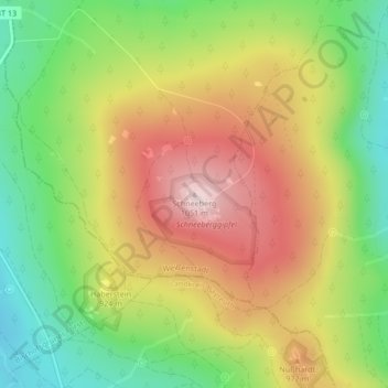 Topografische Karte Schneeberg, Höhe, Relief