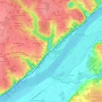 Topografische Karte Les Mazères, Höhe, Relief
