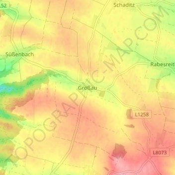 Topografische Karte Großau, Höhe, Relief