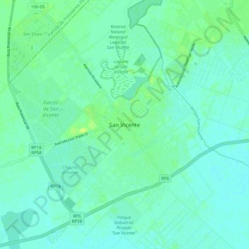 Topografische Karte San Vicente, Höhe, Relief