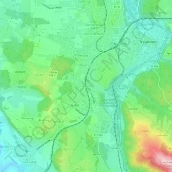 Topografische Karte Haslach, Höhe, Relief