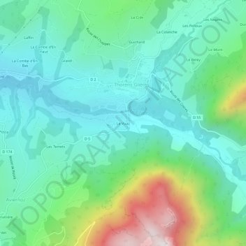 Topografische Karte Le Vuaz, Höhe, Relief
