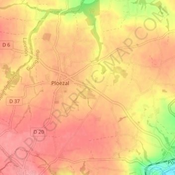 Topografische Karte Pont Vouden, Höhe, Relief
