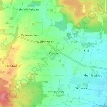 Topografische Karte Kiefen, Höhe, Relief