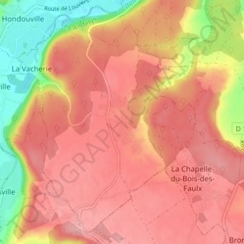 Topografische Karte Verdun, Höhe, Relief