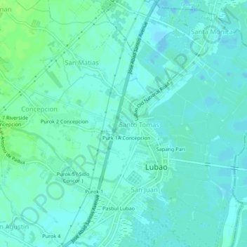 Topografische Karte Purok 1B Concepcion, Höhe, Relief
