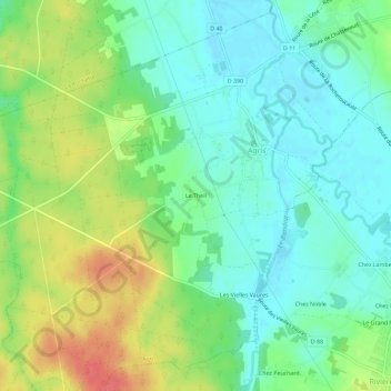 Topografische Karte Le Theil, Höhe, Relief