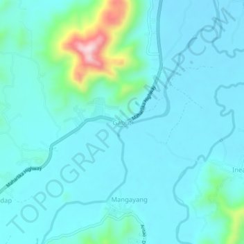 Topografische Karte Gabut, Höhe, Relief