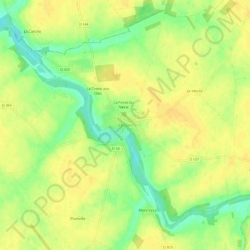 Topografische Karte Verdes, Höhe, Relief