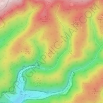 Topografische Karte Franzosenkopf, Höhe, Relief