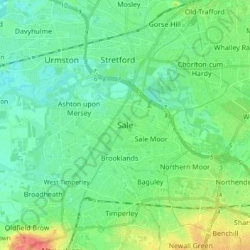 Topografische Karte Sale, Höhe, Relief
