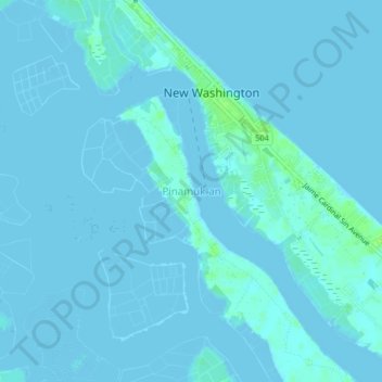 Topografische Karte Pinamuk-an, Höhe, Relief