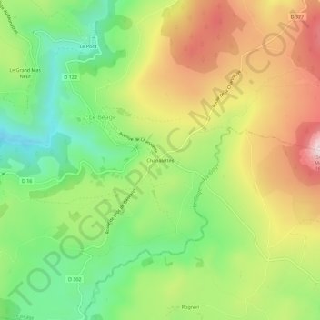 Topografische Karte Chanalettes, Höhe, Relief