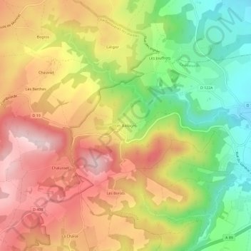 Topografische Karte Les Ballages, Höhe, Relief