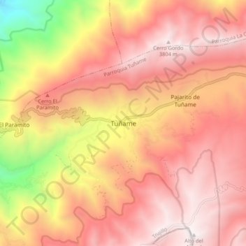 Topografische Karte Tuñame, Höhe, Relief