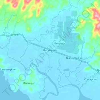 Topografische Karte Kabasalan, Höhe, Relief