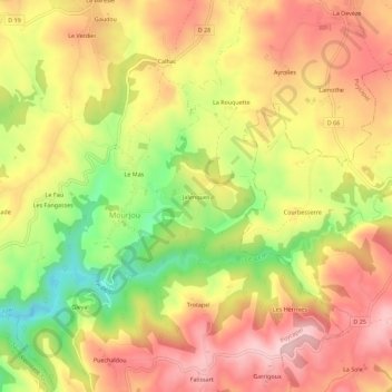 Topografische Karte Jalenques, Höhe, Relief