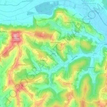 Topografische Karte Stein, Höhe, Relief