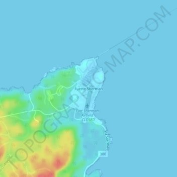 Topografische Karte Fuerte Sherman, Höhe, Relief