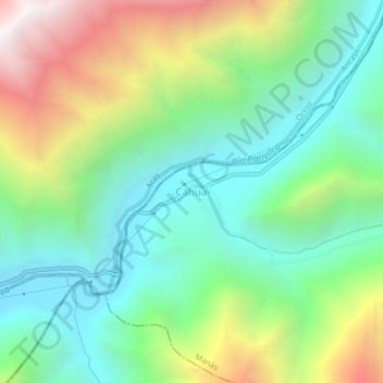 Topografische Karte Cahua, Höhe, Relief